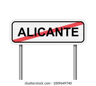 Exit of Alicante, Spain road sign vector