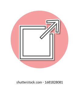 Exit from angle sticker icon. Simple thin line, outline vector of web icons for ui and ux, website or mobile application
