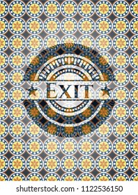 Exit arabic badge. Arabesque decoration.