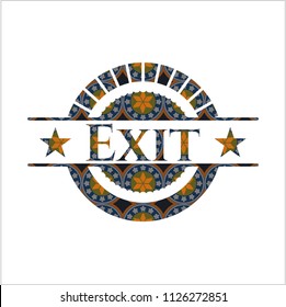Exit arabic badge. Arabesque decoration.