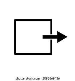 Exit arrow icon. Safety background. Silhouette shape. Flat sign. App button. Line art. Vector illustration. Stock image. 