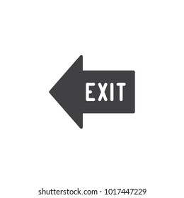Exit arrow icon vector, filled flat sign, solid pictogram isolated on white. Emergency exit symbol, logo illustration.