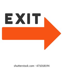Exit Arrow icon. Vector style is bicolor flat iconic symbol with rounded angles, orange and gray colors, white background.