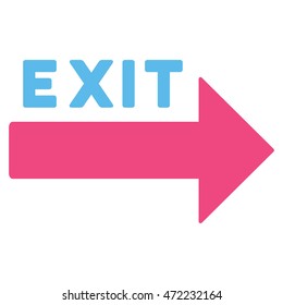 Exit Arrow icon. Vector style is bicolor flat iconic symbol with rounded angles, pink and blue colors, white background.