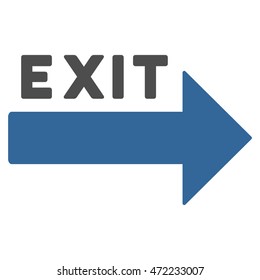 Exit Arrow icon. Vector style is bicolor flat iconic symbol with rounded angles, cobalt and gray colors, white background.