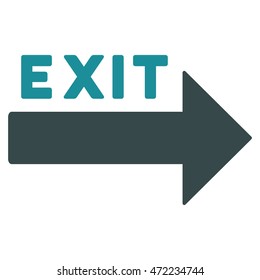 Exit Arrow icon. Vector style is bicolor flat iconic symbol with rounded angles, soft blue colors, white background.