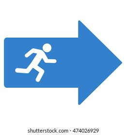 Exit Arrow icon. Vector style is flat iconic symbol with rounded angles, cobalt color, white background.