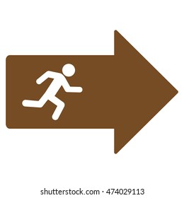 Exit Arrow icon. Vector style is flat iconic symbol with rounded angles, brown color, white background.