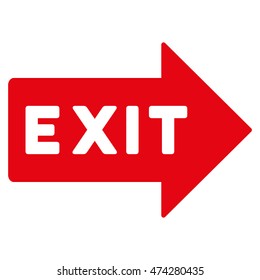 Exit Arrow icon. Vector style is flat iconic symbol with rounded angles, red color, white background.