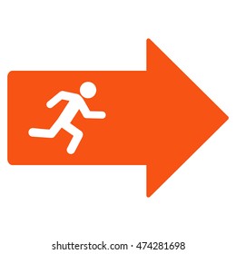 Exit Arrow icon. Vector style is flat iconic symbol with rounded angles, orange color, white background.