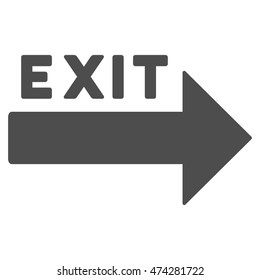 Exit Arrow icon. Vector style is flat iconic symbol with rounded angles, gray color, white background.