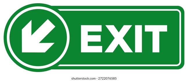 Seta de Saída Sinal de Símbolo para a Esquerda e para Baixo, Ilustração de Vetor, Isolar no Plano de Fundo Branco Label.EPS10