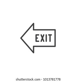 Exit arrow line icon, outline vector sign, linear style pictogram isolated on white. Emergency exit symbol, logo illustration. Editable stroke