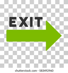 Exit Arrow vector pictogram. Illustration style is flat iconic bicolor eco green and gray symbol on a transparent background.