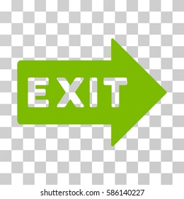 Exit Arrow vector pictogram. Illustration style is flat iconic eco green symbol on a transparent background.