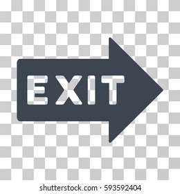 Exit Arrow vector pictogram. Illustration style is flat iconic smooth blue symbol on a transparent background.