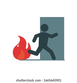 exit avatar and flame flat style icon design, Emergency rescue save department 911 danger help safety and aid theme Vector illustration
