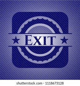 Exit badge with denim background