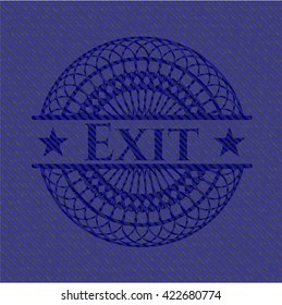 Exit badge with denim background