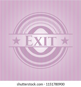 Exit badge with pink background