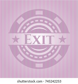 Exit badge with pink background