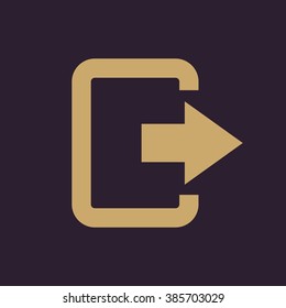 The exit bag icon. Logout and output, outlet, out symbol. Flat Vector illustration