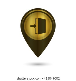 exit - black vector icon; golden  map pointer