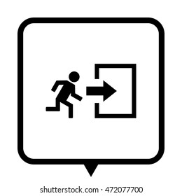 exit - black vector icon;  message bubble