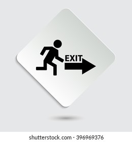 exit - black vector icon  on a paper button