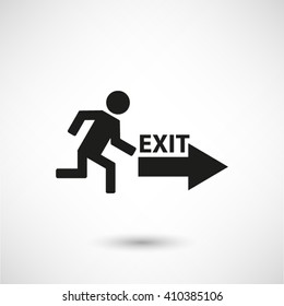 exit - black vector  icon with shadow