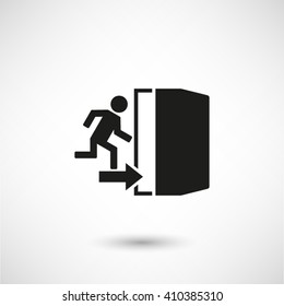 exit - black vector icon  with shadow