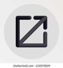 Exit blended bold black line icon. Vector illustration of exit arrow shape fluid pictogram in a circle over white background for your graphic and web design