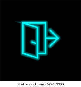 Exit blue glowing neon ui ux icon. Glowing sign logo vector