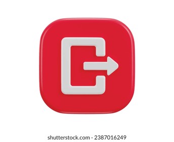 exit button emergency icon 3d rendering illustration