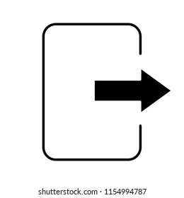 Exit button glyph icon. Log out. Send file. Silhouette symbol. Negative space. Vector isolated illustration