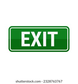 Exit Button In Green Color Rectangle Shape With White Line
