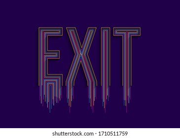 Exit Calligraphic Line art Text Poster vector illustration Design.