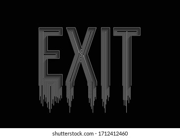 Exit Calligraphic Line art Text Poster vector illustration Design.