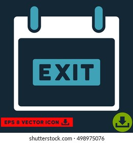 Exit Caption Calendar Day icon. Vector EPS illustration style is flat iconic bicolor symbol, blue and white colors.
