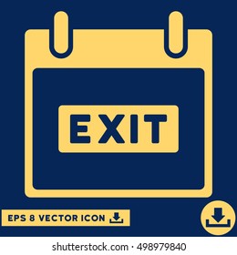 Exit Caption Calendar Day icon. Vector EPS illustration style is flat iconic symbol, yellow color.