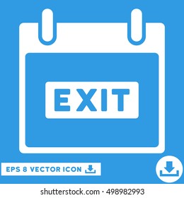 Exit Caption Calendar Day icon. Vector EPS illustration style is flat iconic symbol, white color.