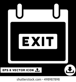 Exit Caption Calendar Day icon. Vector EPS illustration style is flat iconic symbol, white color.