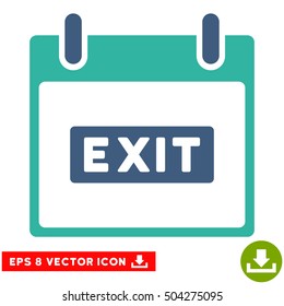 Exit Caption Calendar Day icon. Vector EPS illustration style is flat iconic bicolor symbol, cobalt and cyan colors.