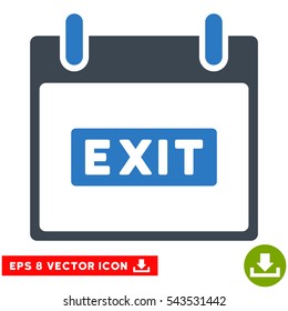 Exit Caption Calendar Day icon. Vector EPS illustration style is flat iconic bicolor symbol, smooth blue colors.