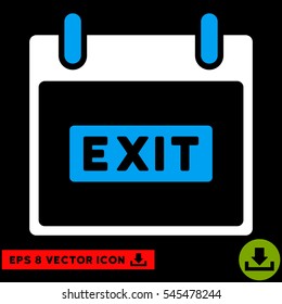Exit Caption Calendar Day icon. Vector EPS illustration style is flat iconic bicolor symbol, blue and white colors.