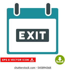 Exit Caption Calendar Day icon. Vector EPS illustration style is flat iconic bicolor symbol, soft blue colors.
