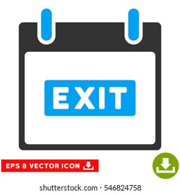 Exit Caption Calendar Day icon. Vector EPS illustration style is flat iconic bicolor symbol, blue and gray colors.