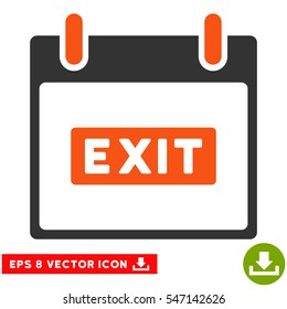 Exit Caption Calendar Day icon. Vector EPS illustration style is flat iconic bicolor symbol, orange and gray colors.