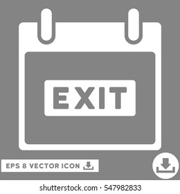 Exit Caption Calendar Day icon. Vector EPS illustration style is flat iconic symbol, white color.