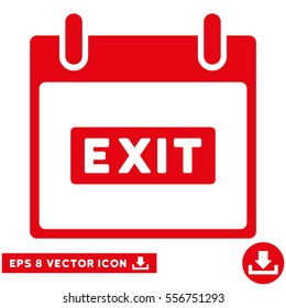 Exit Caption Calendar Day icon. Vector EPS illustration style is flat iconic symbol, red color.